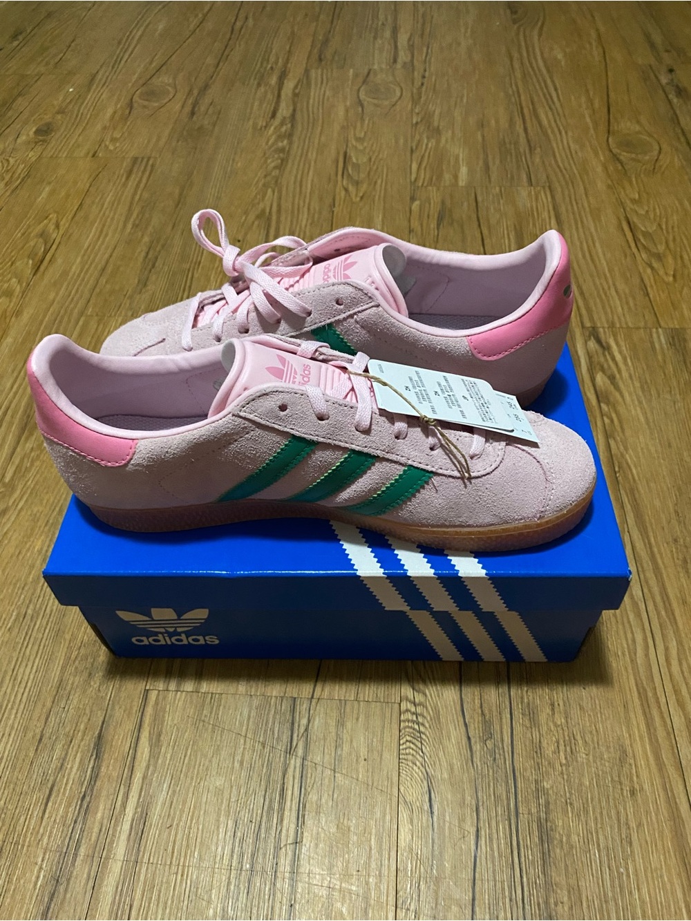 Adidas Kids Pink Green Suede Sneakers